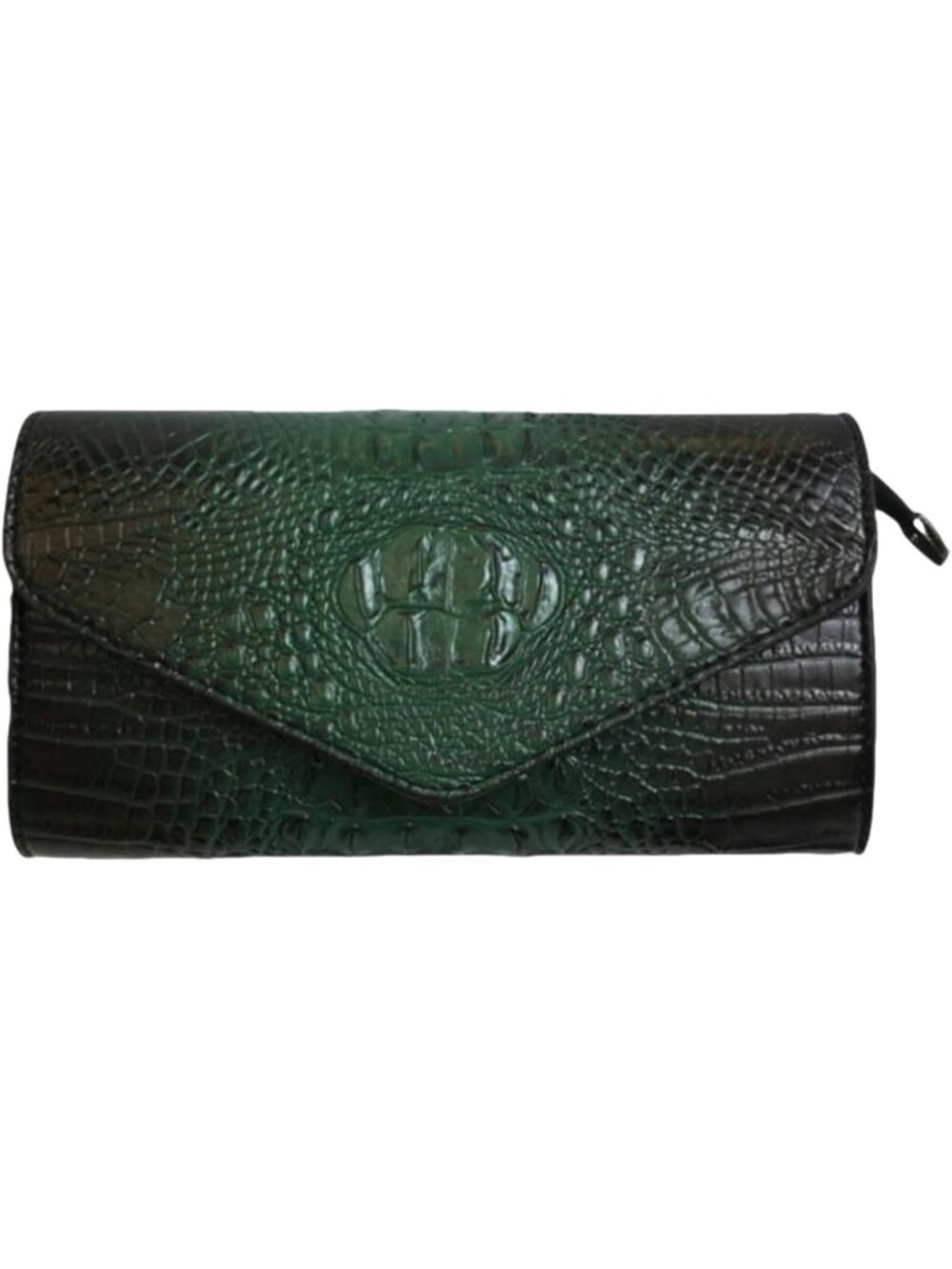 Women's Green Vegan Leather Crocodile Clutch Purse Evening Crossbody Bag